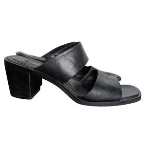 Nine West Women's 8 Black Chunky Strappy Mule Heel Sandals